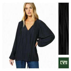 Ramy Brook | Paris LS Silk Peasant Blouse - Black / Sz S
